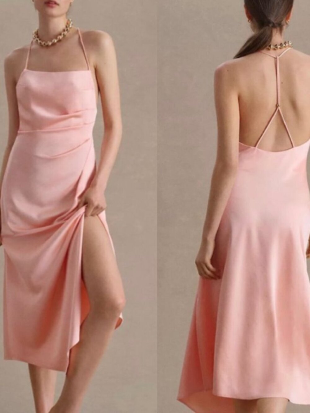 Significant Other Melody Square Neck Open Back Draped Slip Midi Dress US 4​